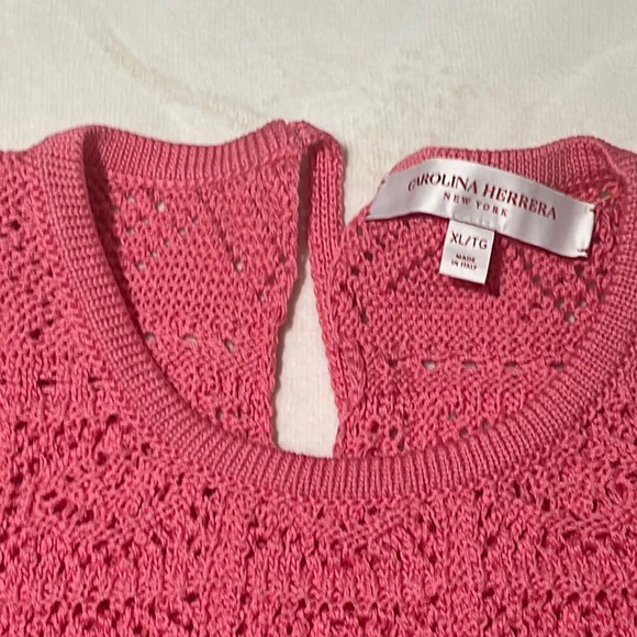 Carolina Herrera Striped Crochet Knit Top XL - Picture 4 of 13